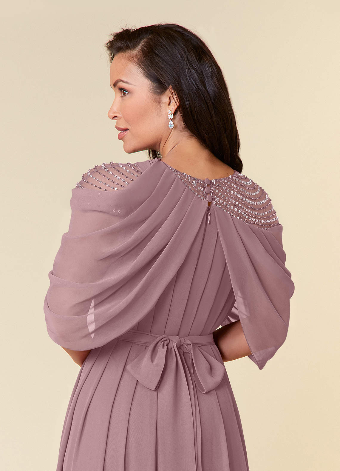 Azazie Olena Mother of the Bride Dresses Dusty Rose A-Line Sequins Chiffon Dress image9