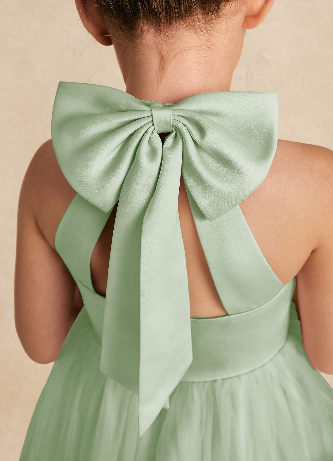 Azazie Bev Flower Girl Dresses Dusty Sage A-Line Convertible Tulle Dress image4
