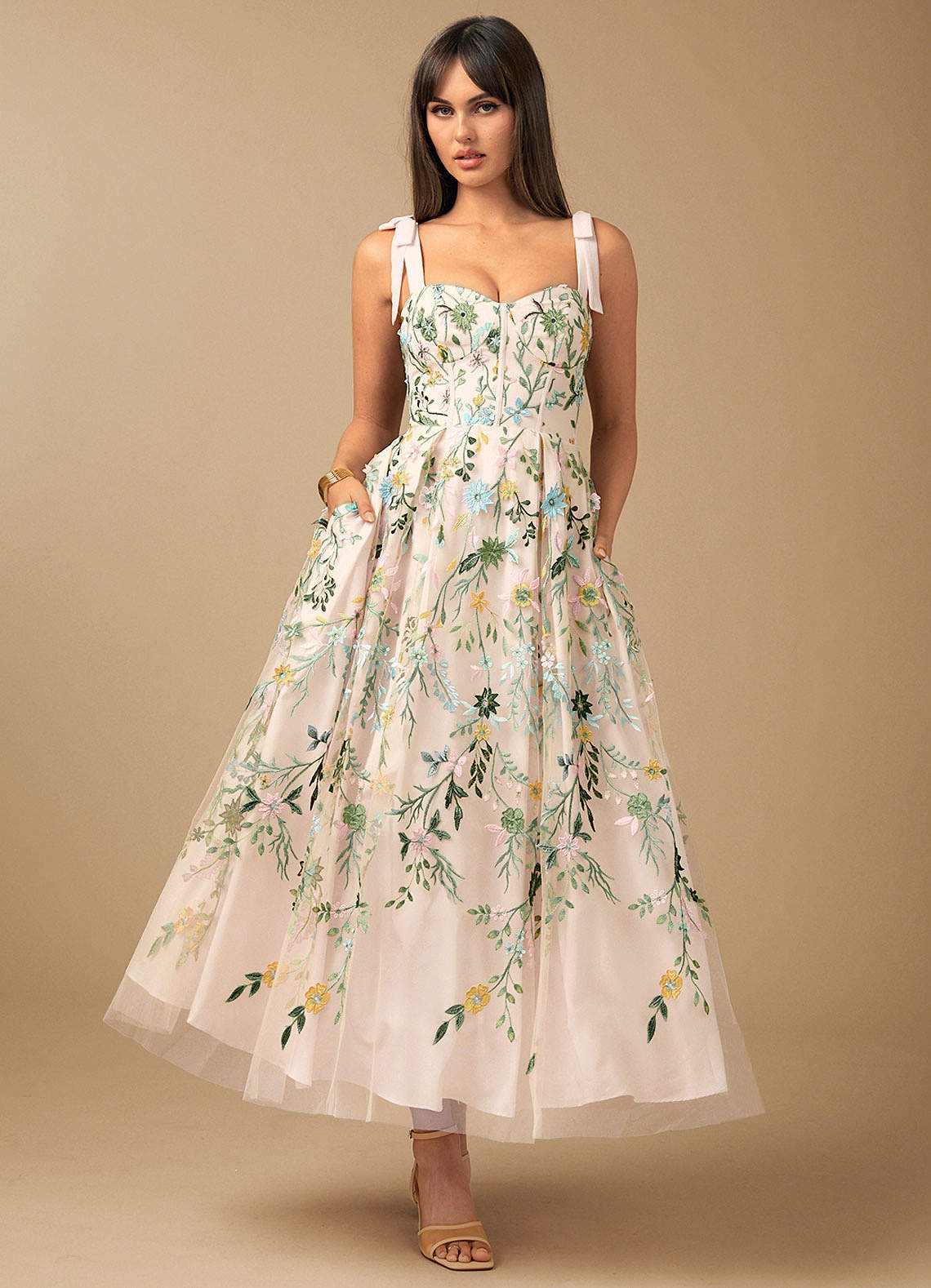 strapless open back dress Maaji Blush Floral Lavinia Long Dress main image 0