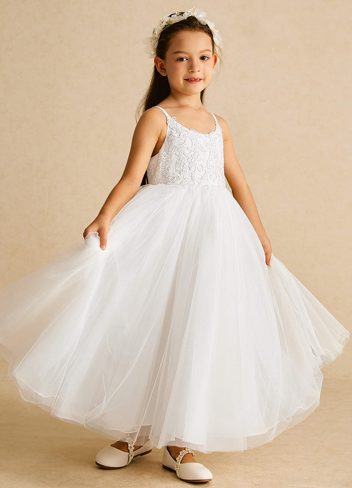 Azazie Buttercup Ivory A-Line Lace Tulle Dress | Azazie IE