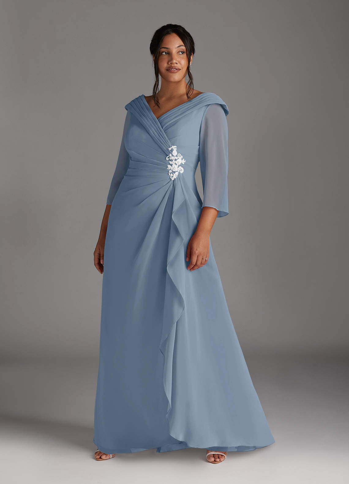 Azazie Jaycee Mother of the Bride Dresses Dusty Blue A-Line Chiffon Dress image1