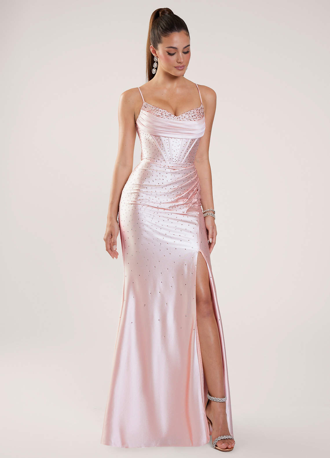 pink and green dress women Anabelle Halter Neck Midi Dress