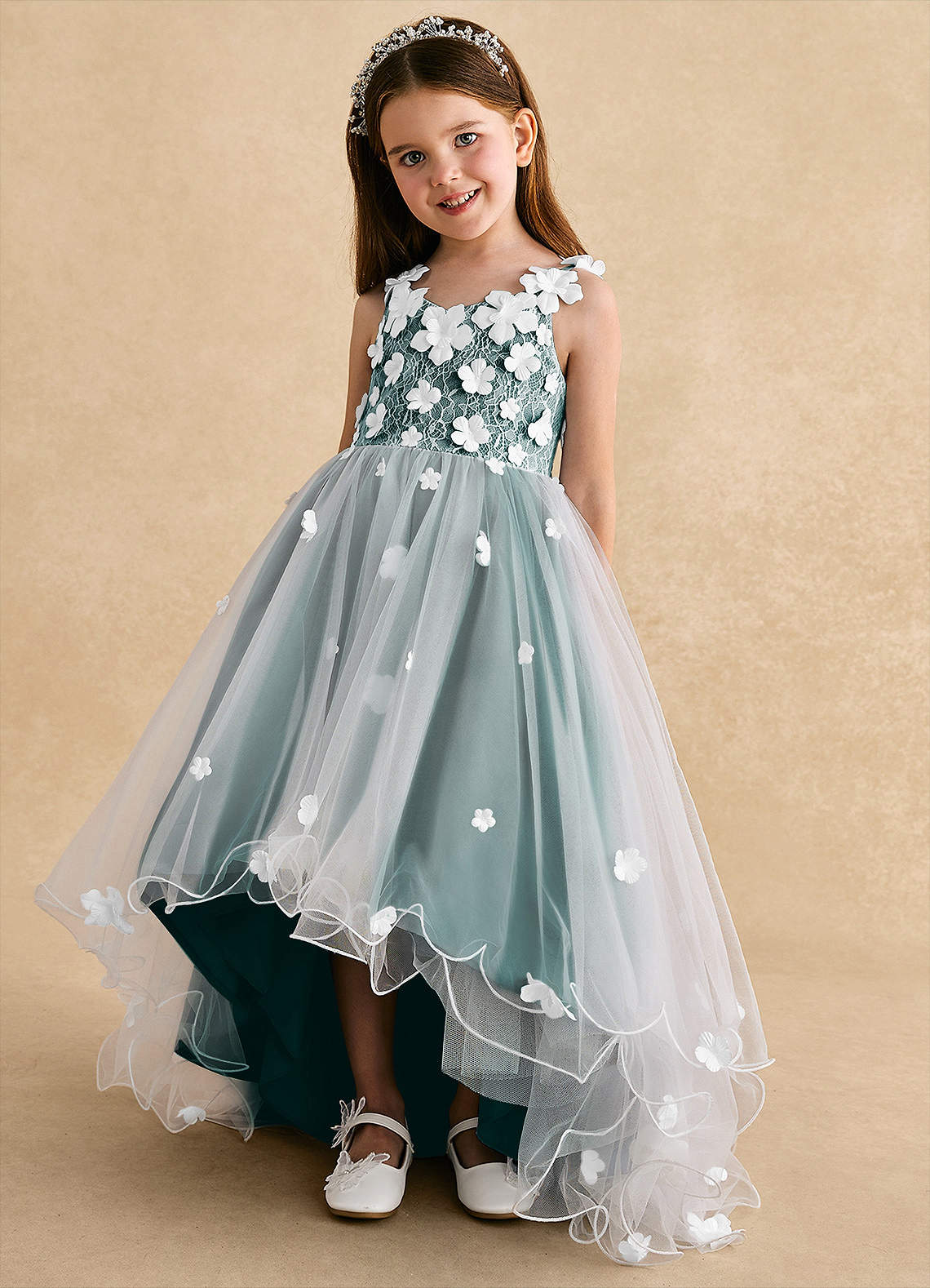 Azazie Celia Peacock A-Line Lace Tulle Dress | Azazie