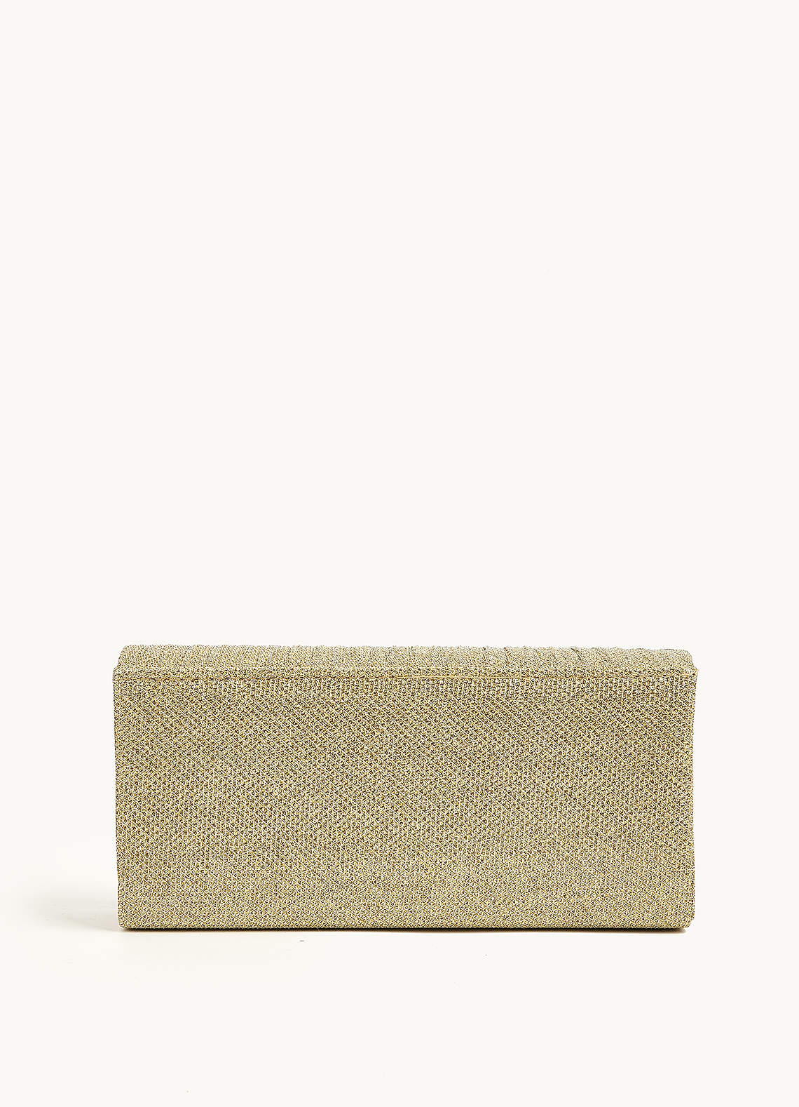 front Shimmer Pleated Flap Clutch