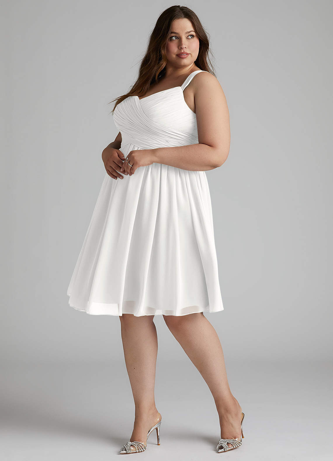 Azazie Angie Bridesmaid Dresses White A-Line Corset Chiffon Dress image8