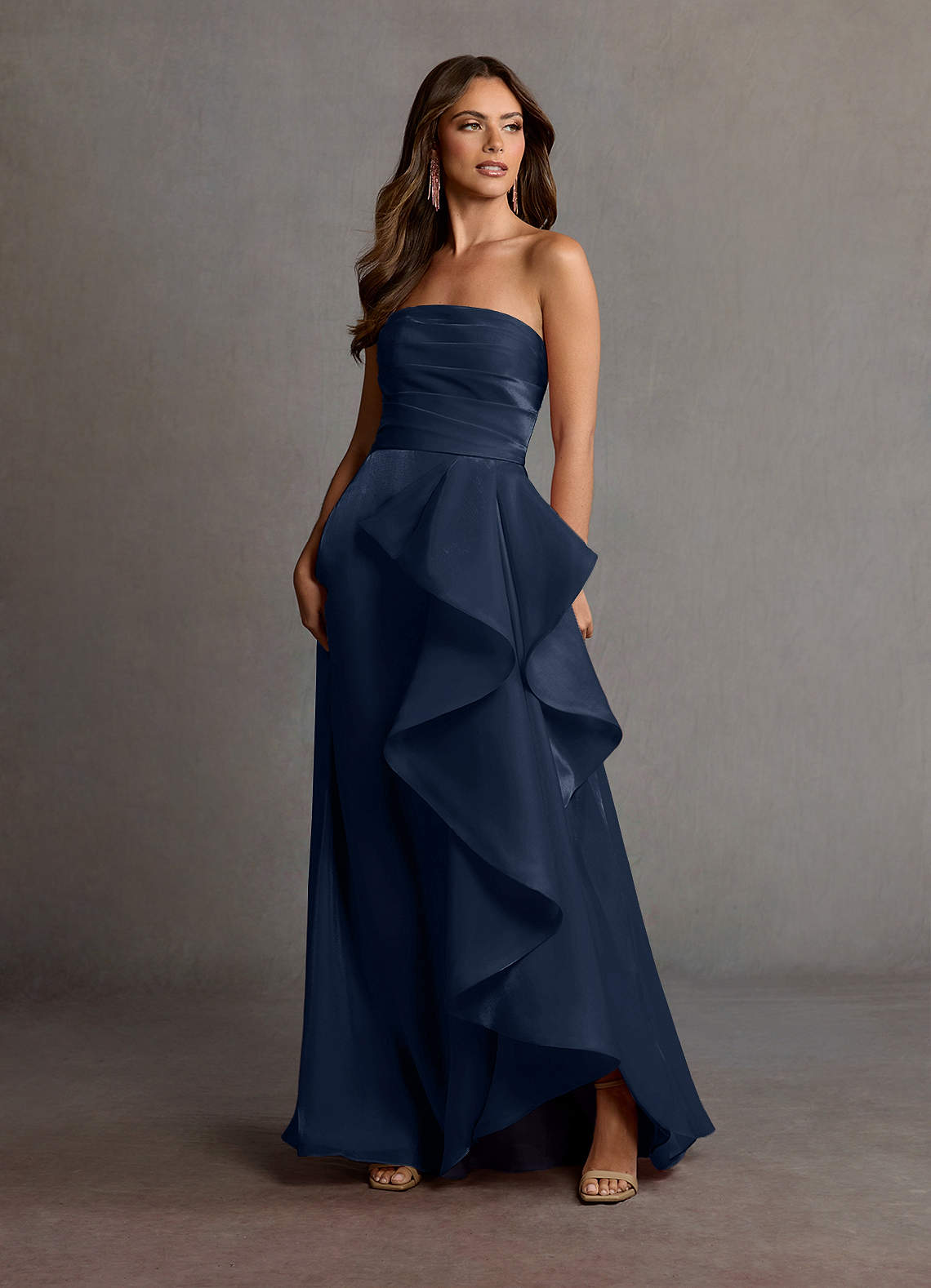 Manon Navy Handkerchief Gown | Azazie