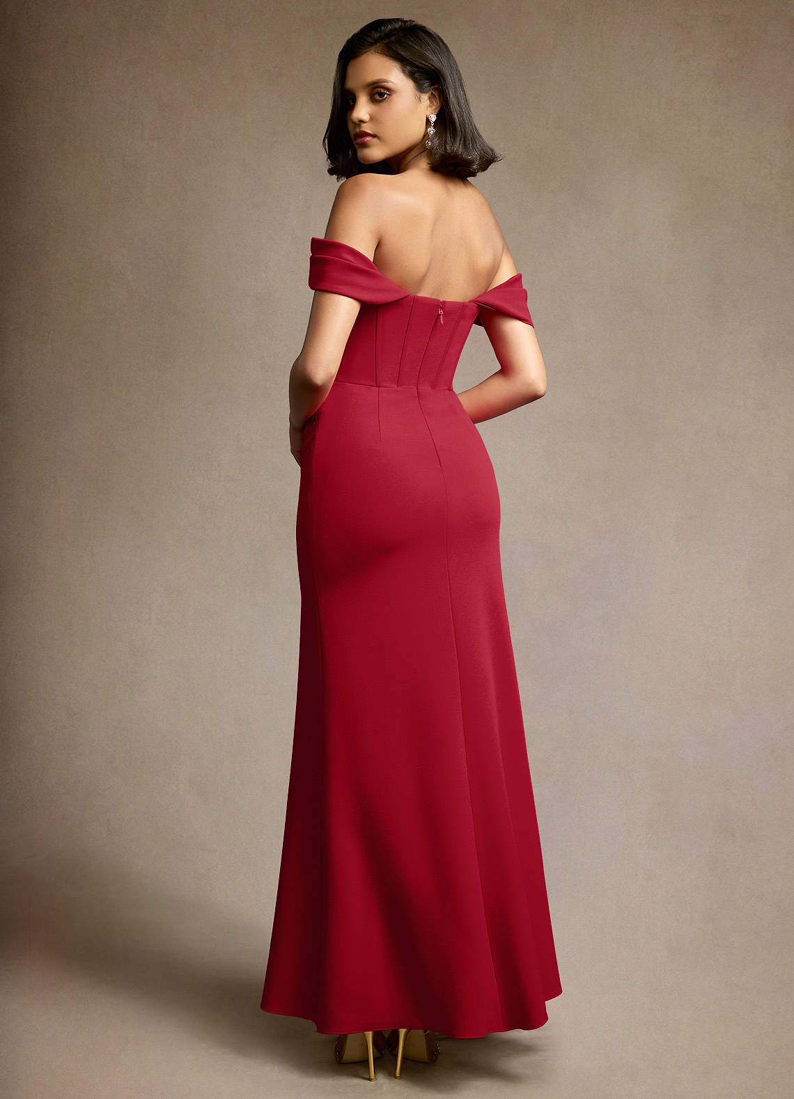 Maisie Cherry Red Off Shoulder Maxi Dress Atelier Dresses | Azazie