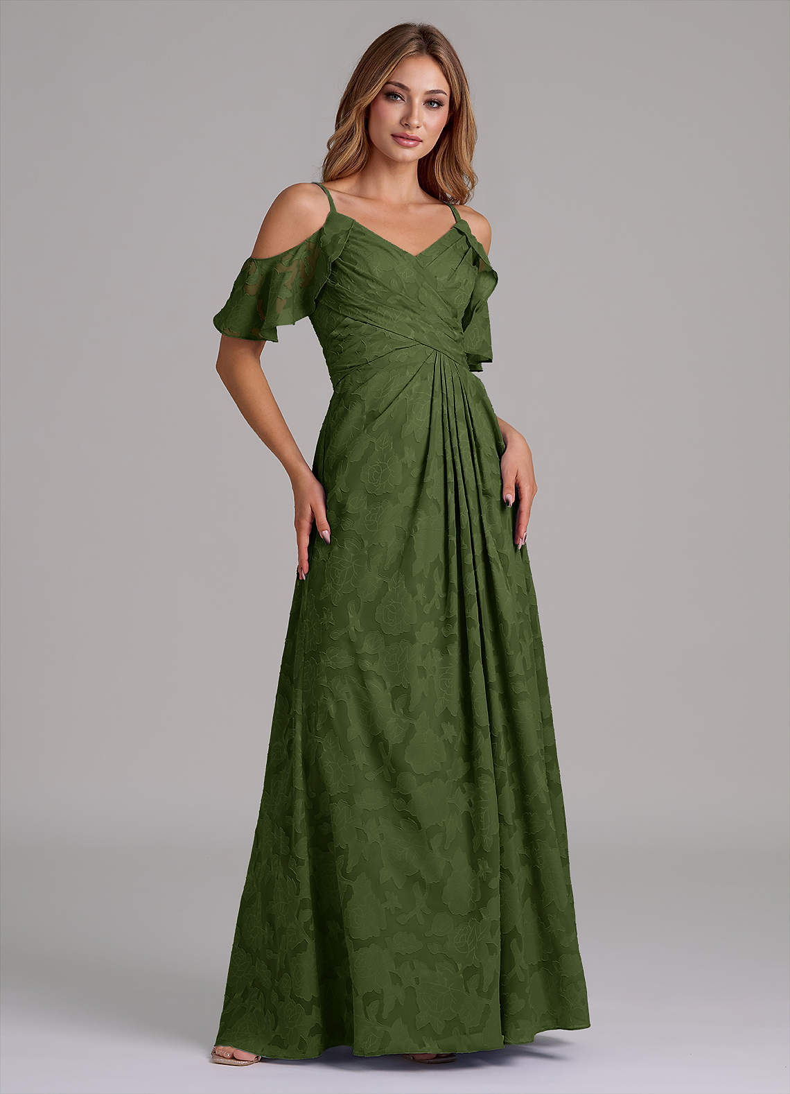 olive green floral bridesmaid dresses Azazie Bondi