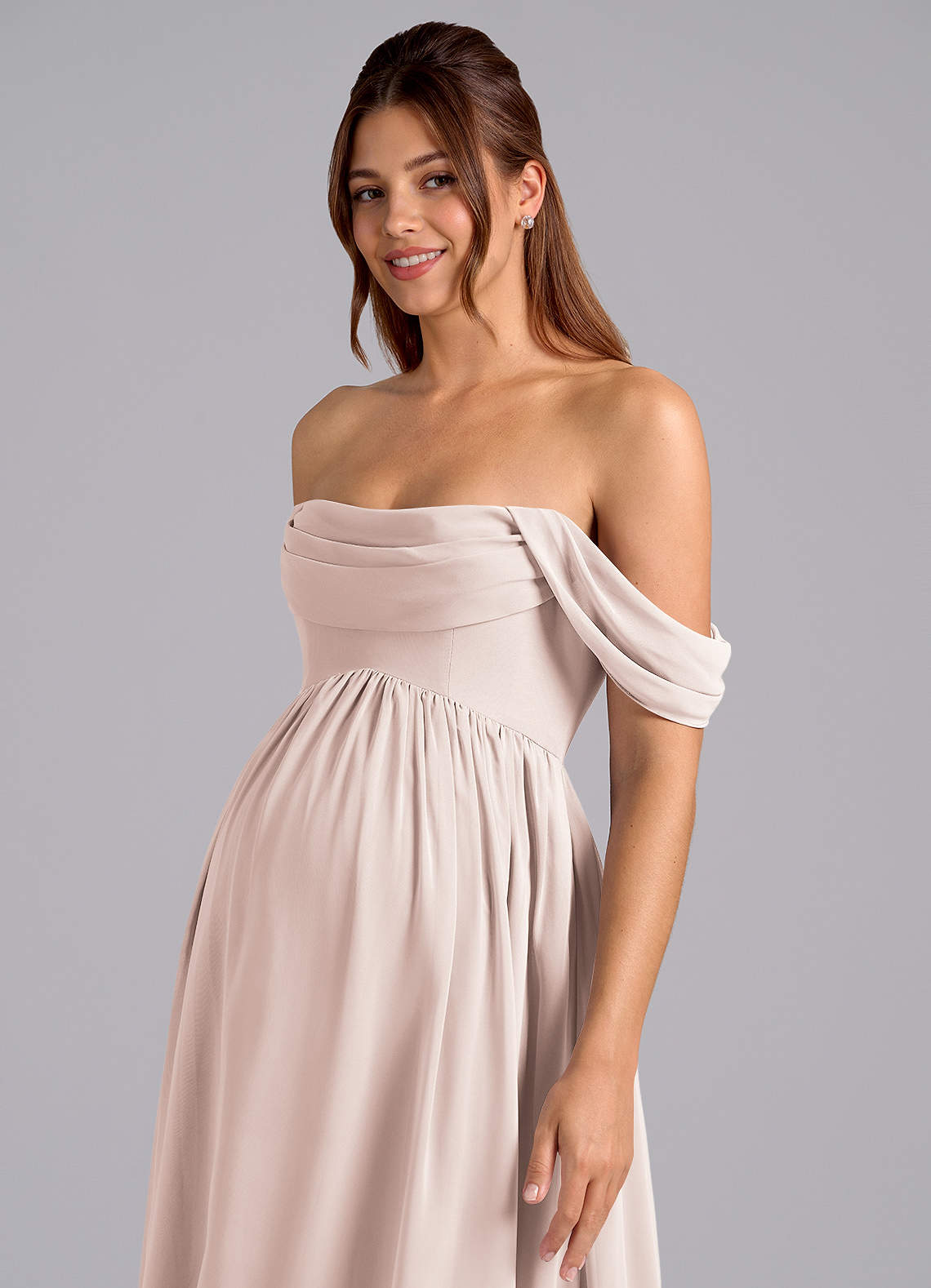 Azazie Saige Maternity Bridesmaid Dresses A-Line Pleated Chiffon Floor-Length Dress image5