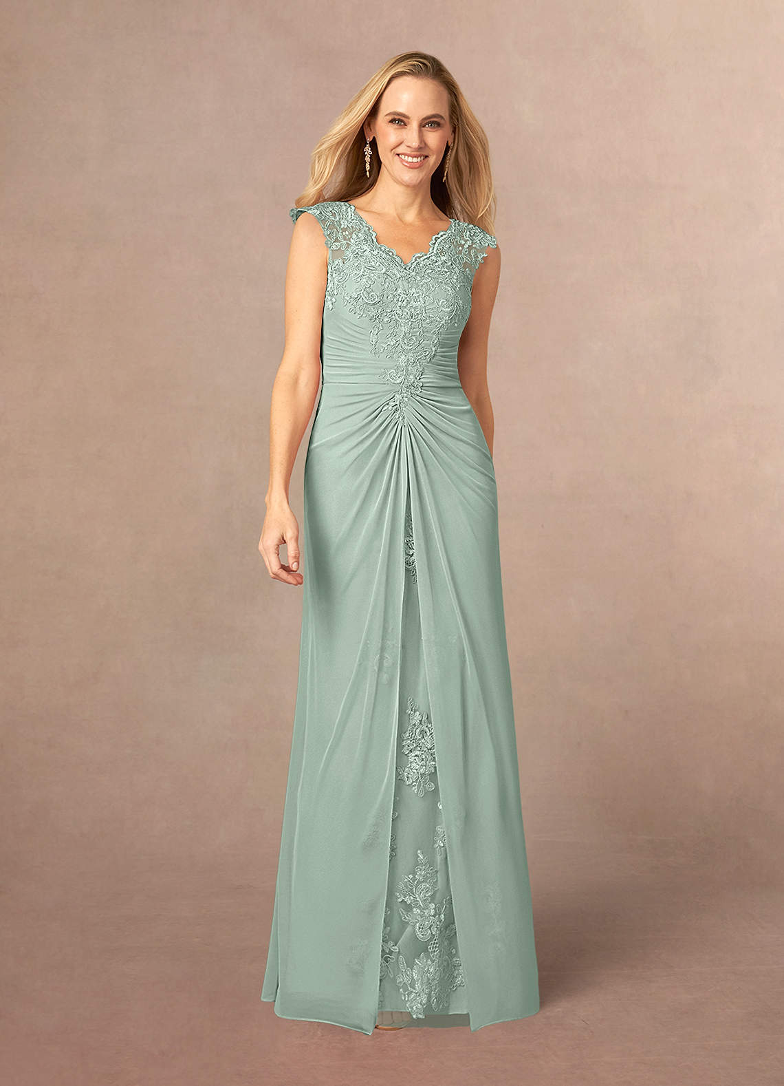 Azazie Jovie Kleider für die Brautmutter A-Linie Spitze Kleid Agave image1