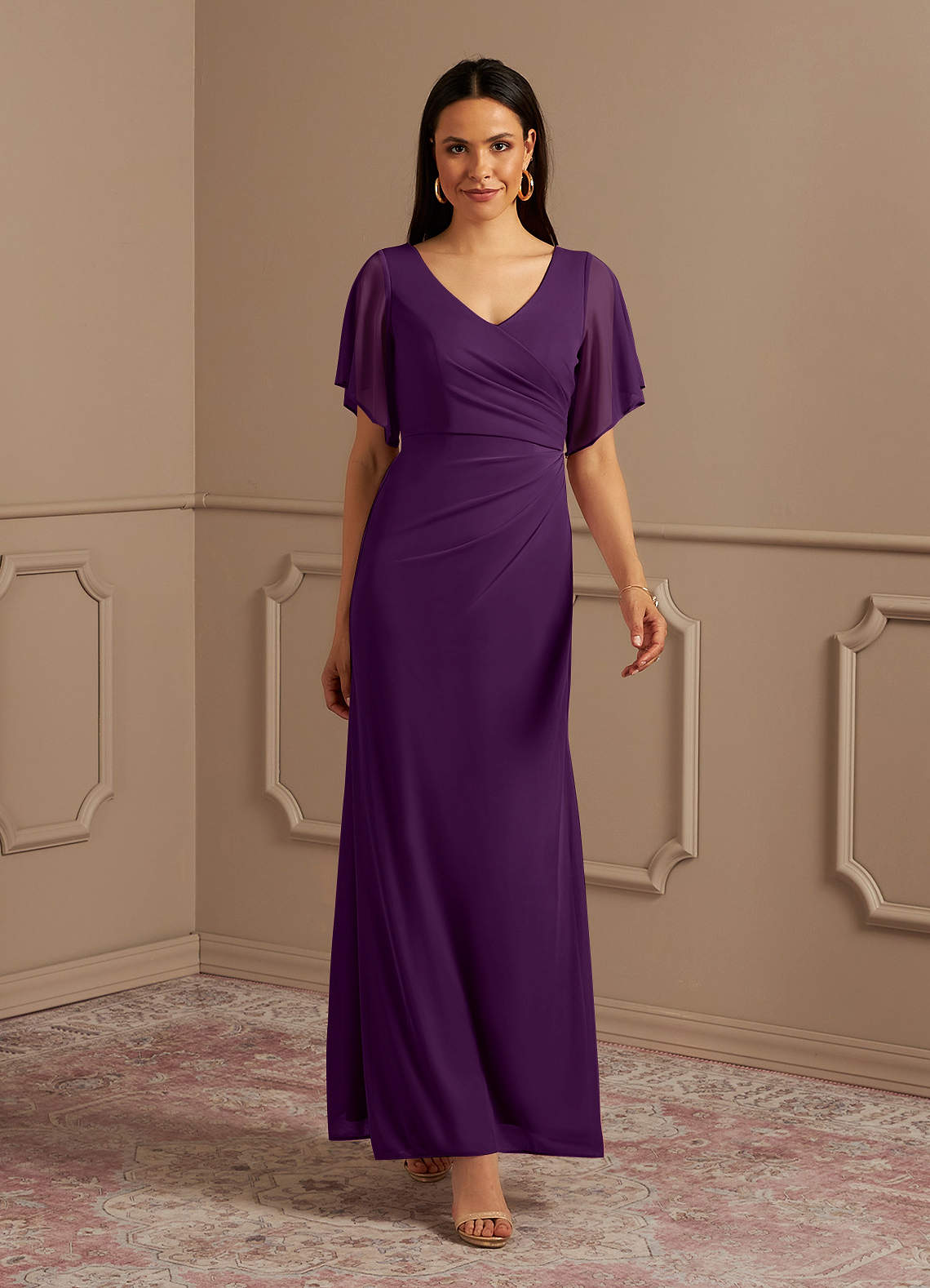 Lilac Mother of the Bride Dresses,Full Figure Mother Dress,Ruched