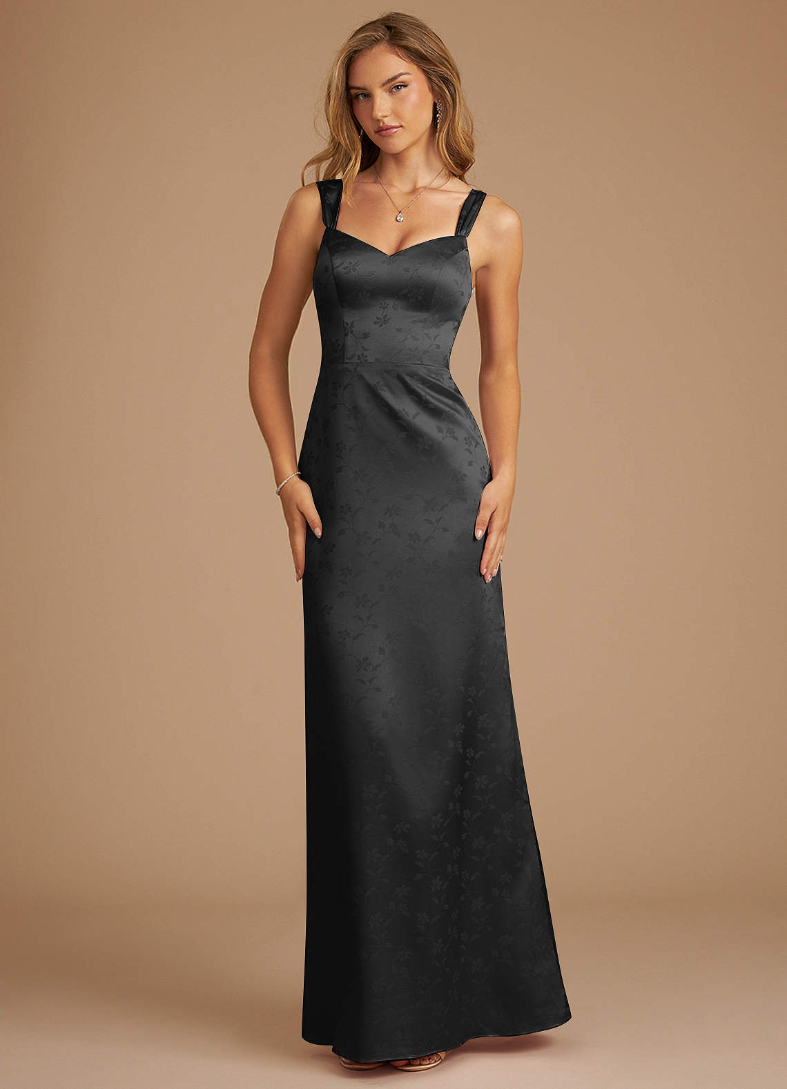 Azazie Denice Ready to Ship Black Floral Jacquard Floral Jacquard  Bridesmaid Dresses | Azazie