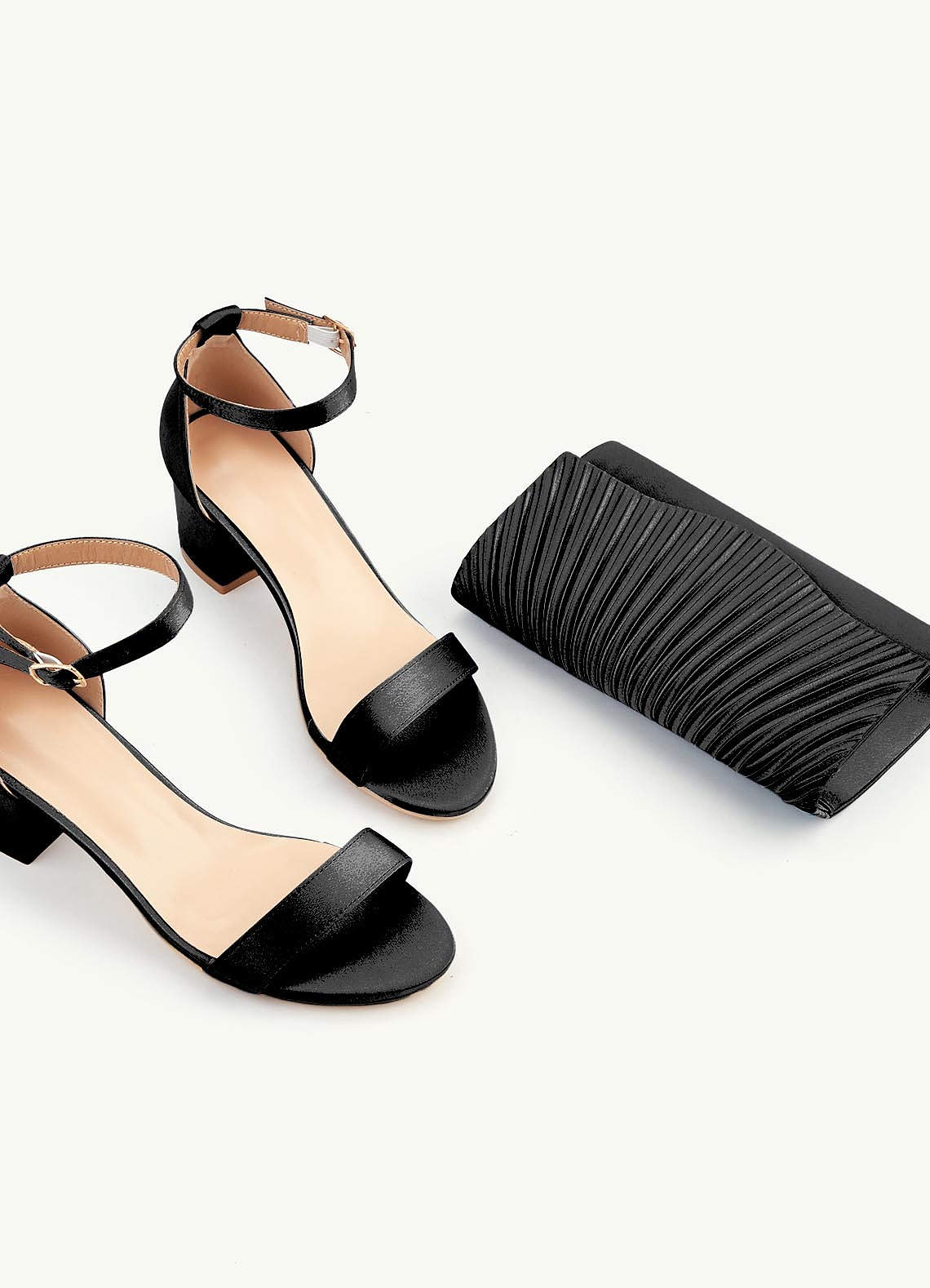 front Matching Color Metallic Satin Sandals Envelope Clutch Set