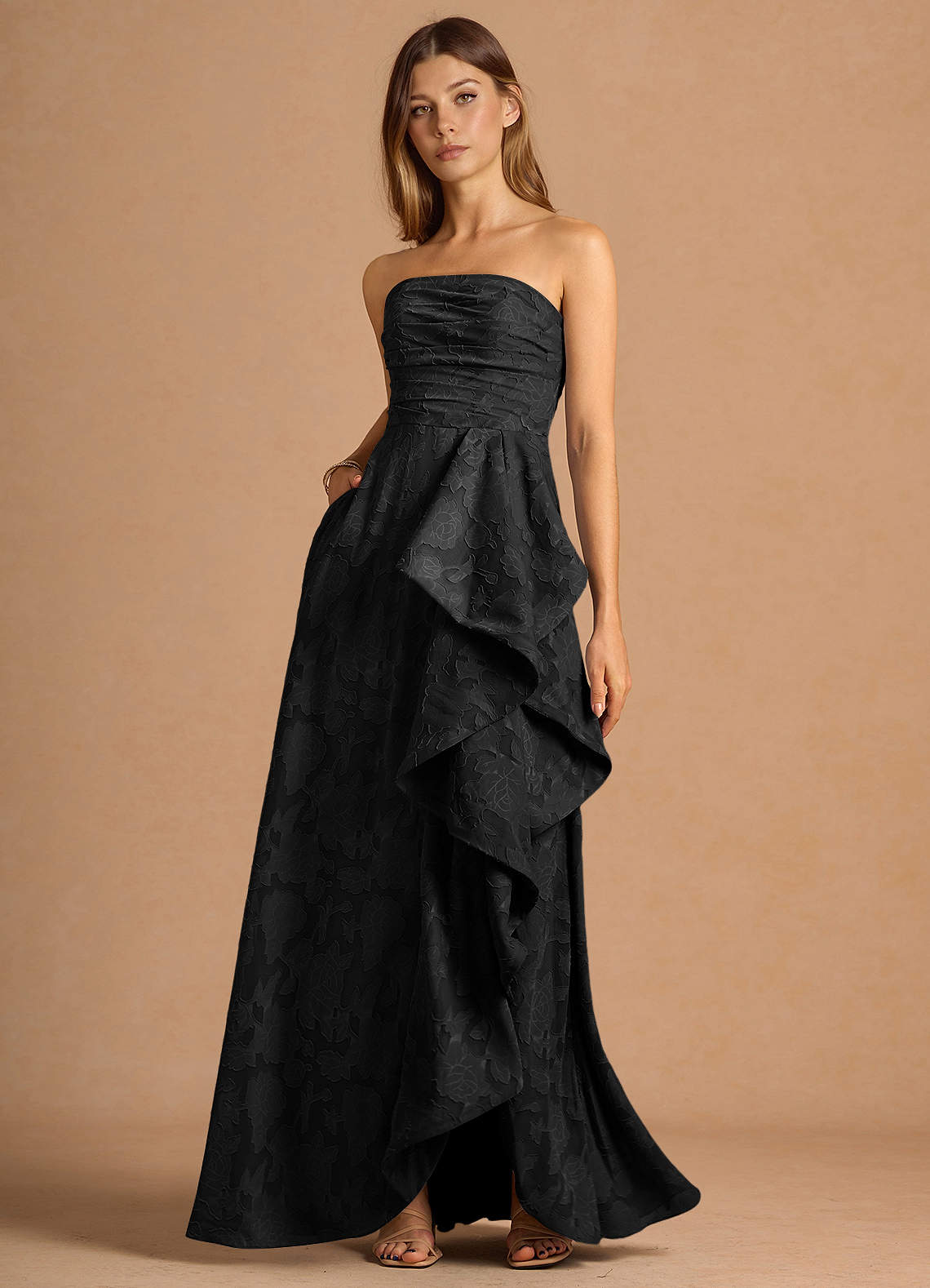 Lulu Black Handkerchief Maxi Gown Ready to Ship | Azazie
