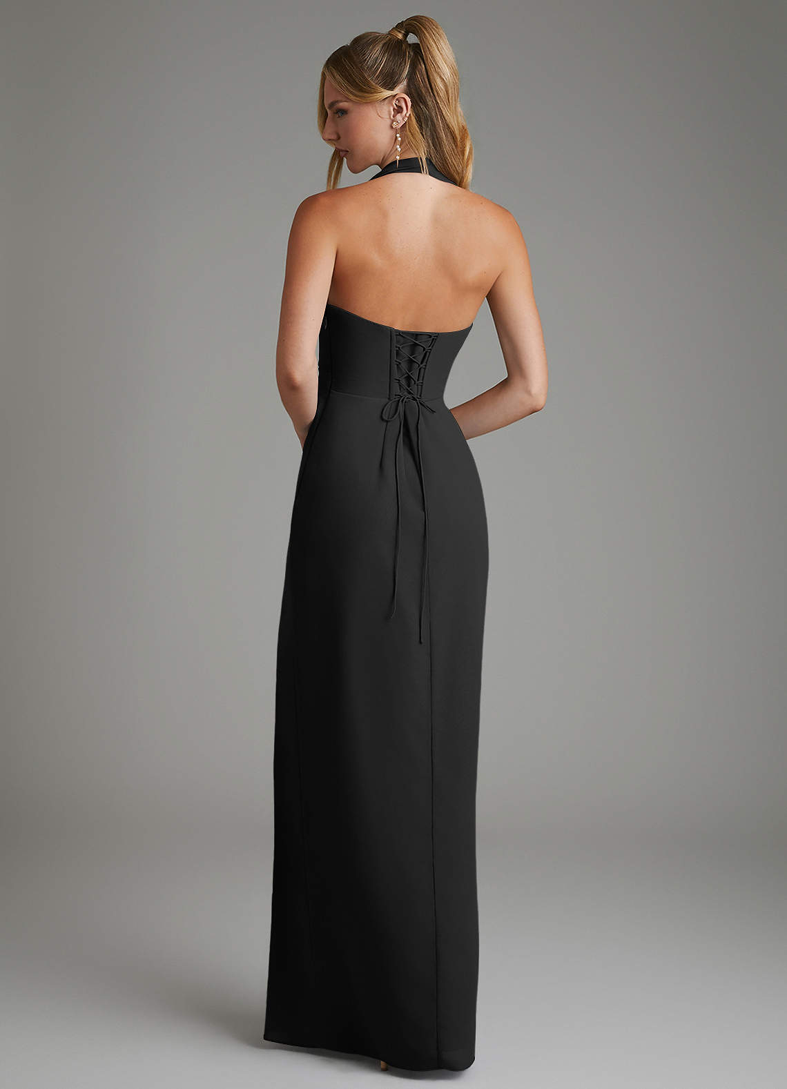 Azazie Tina Bridesmaid Dresses Black Mermaid Corset Chiffon Dress image5