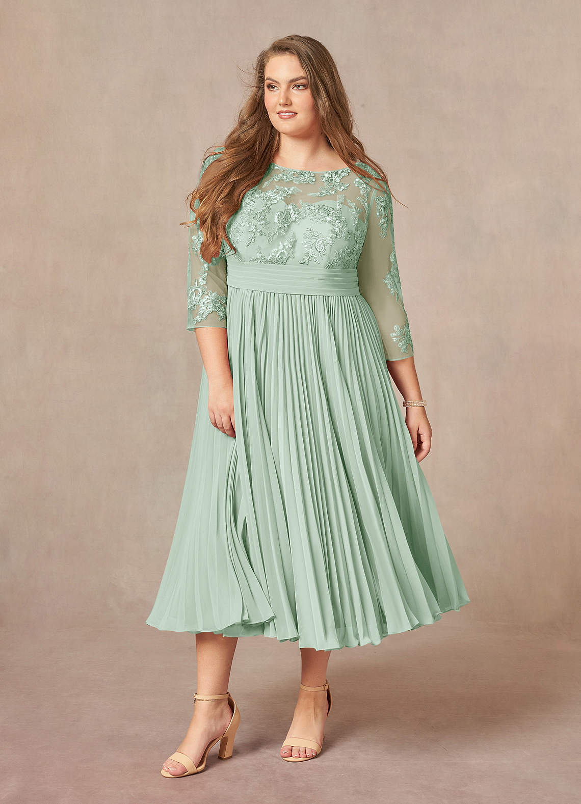 Azazie Tutu Mother of the Bride Dresses Agave A-Line Boatneck Lace Chiffon Dress image8