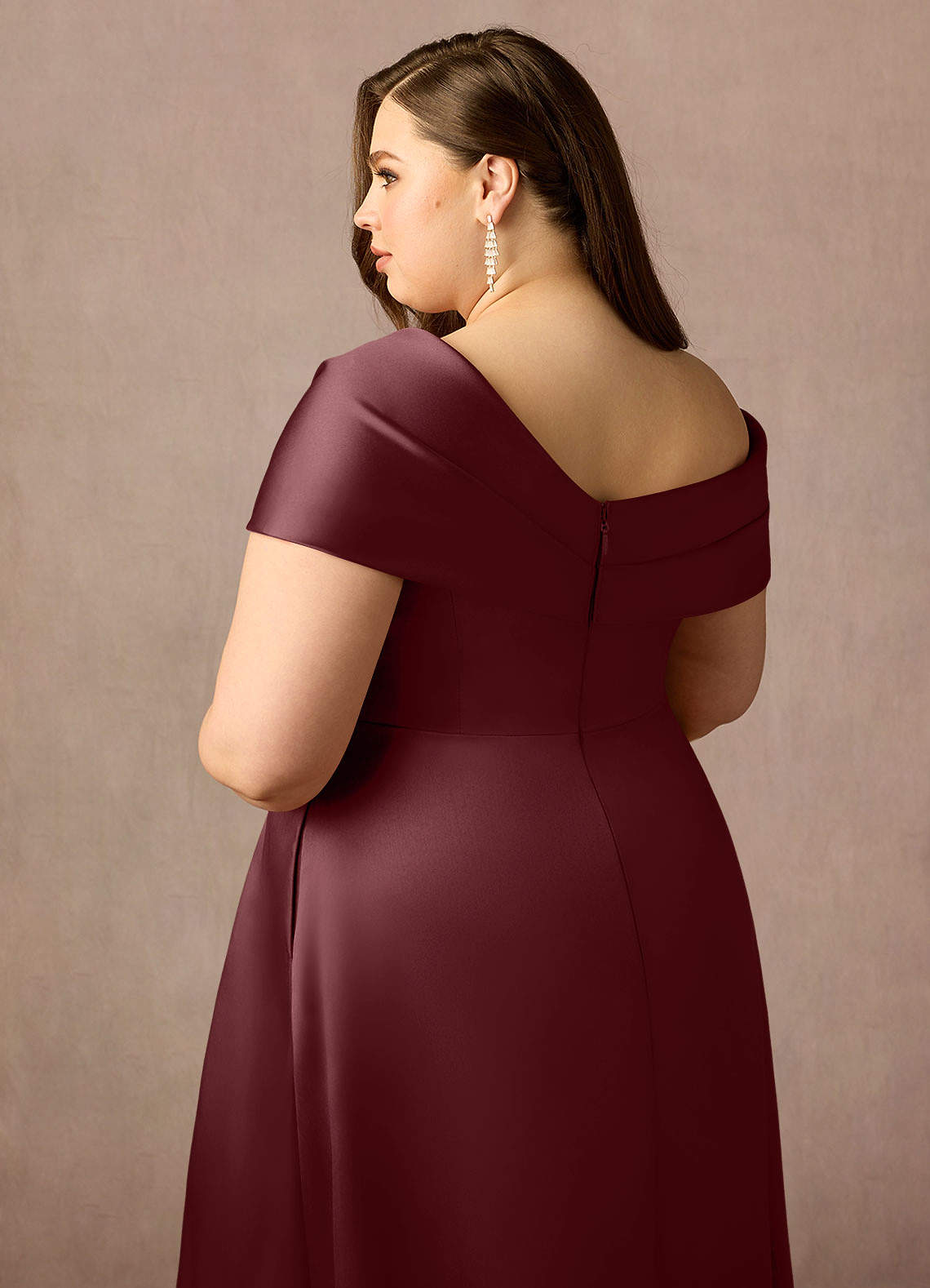 Sanlineドレス size．7号 Azazie Marissa Cabernet A-Line Pleated Mikado Dress | Azazie