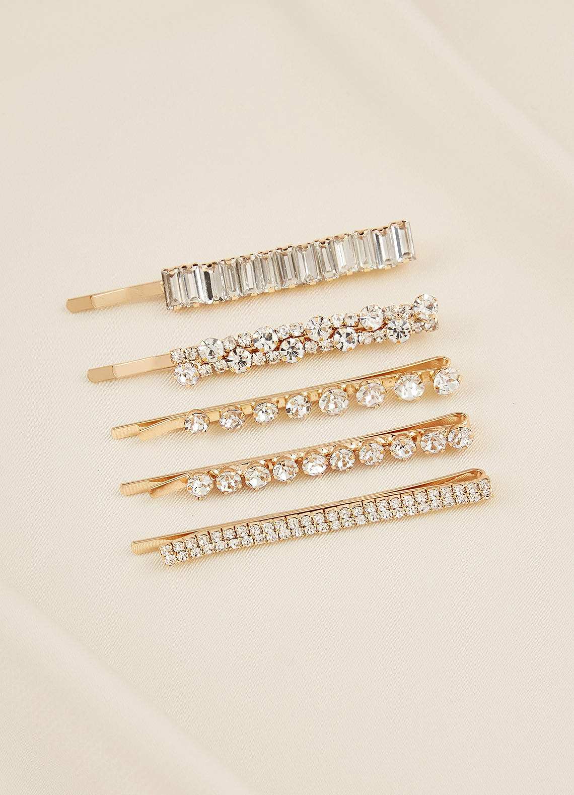 front Juego de pinzas para el cabello con diamantes de imitación surtidos