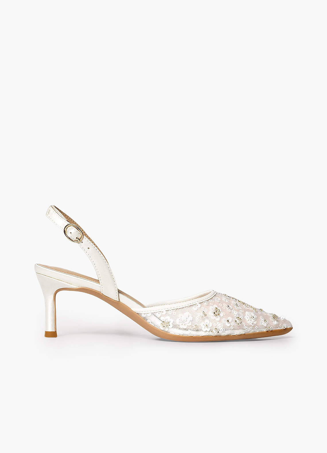 front Hand-Beaded 3D Flowers Bridal Shoes