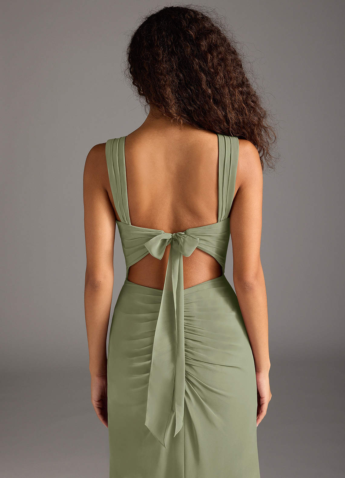 Azazie Jesaphine Bridesmaid Dresses Pistachio Sheath Bow Chiffon Dress image5