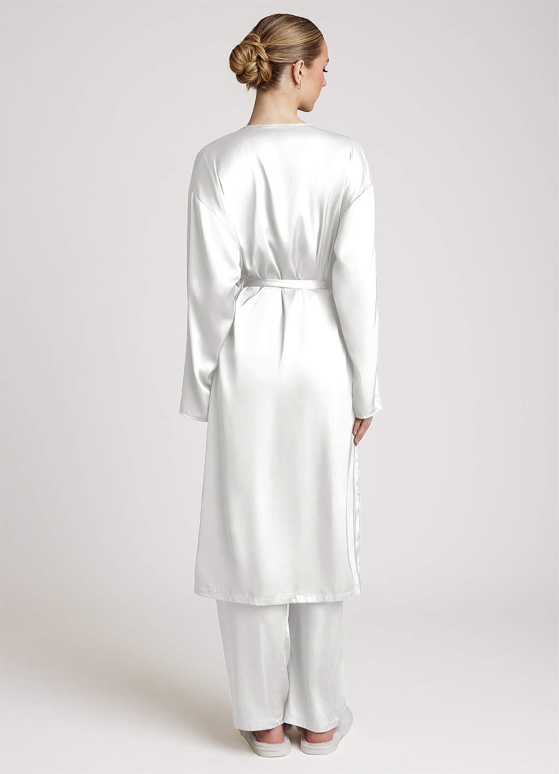 front Satijnen loungewearset met lange mouwen, 3-delig