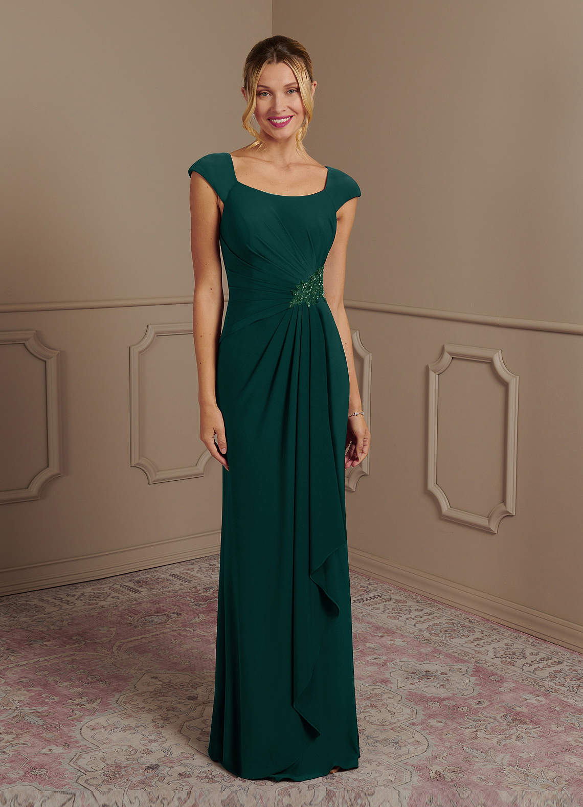 Dark green mother store of the bride dress