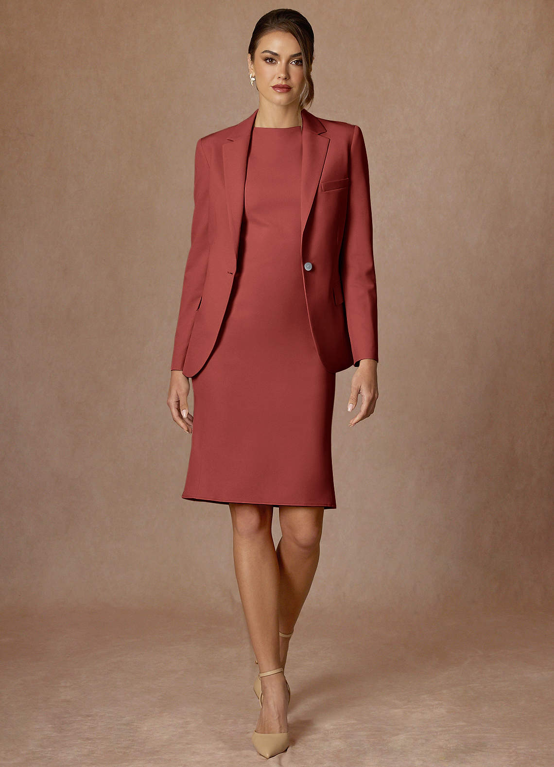 front Kennedy Terracotta Structured Stretch Dress