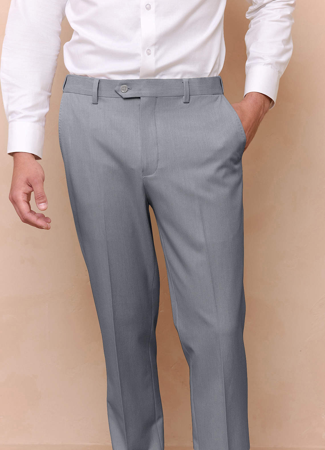 front Savile Grey Wool Blend Dress Pants