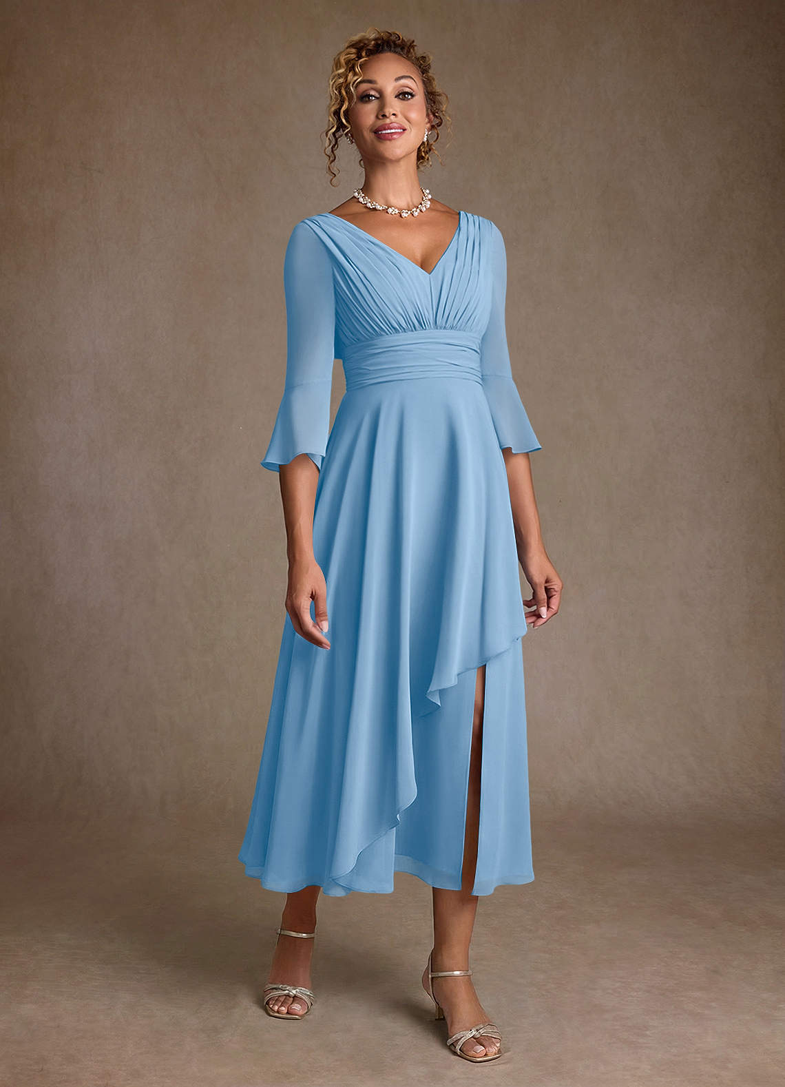 powder blue mother of the bride dresses AW.Bridal Mermaid V-Neck Floor Length Long Sleeves Mother of the Bride Dresses Dress Baby Blue Size 18