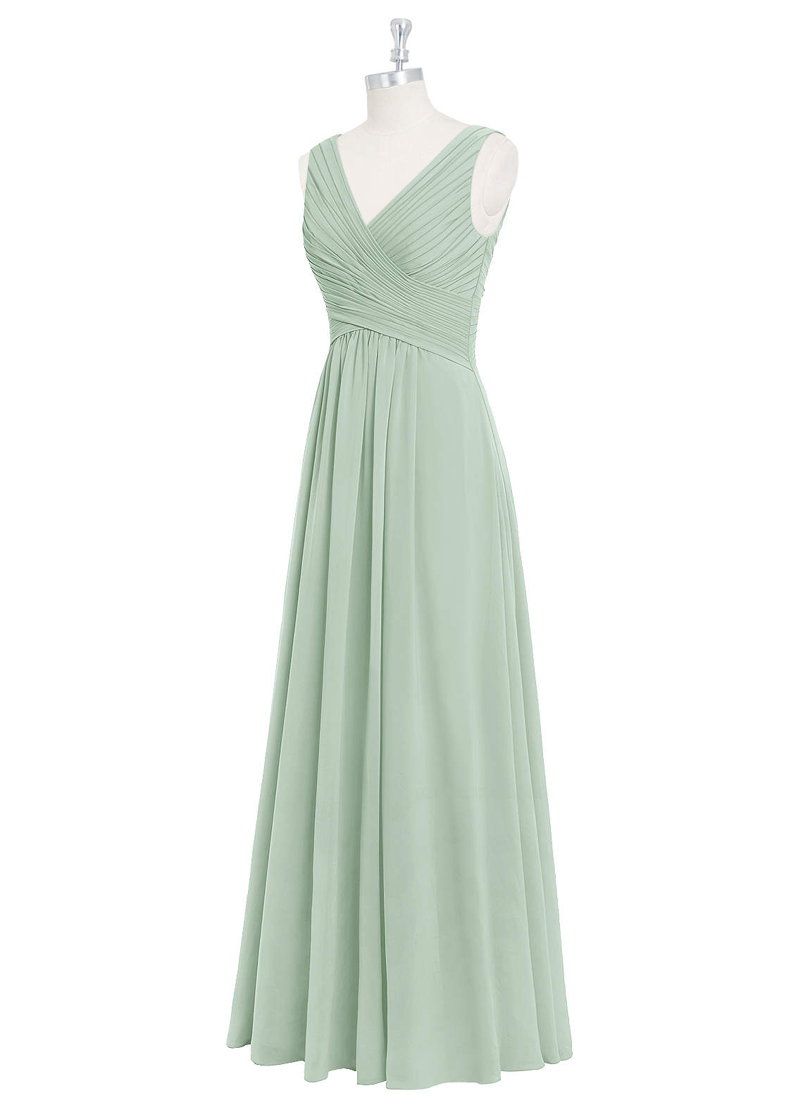 Azazie Flora Bridesmaid Dresses Agave A-Line Pleated Chiffon Dress image8