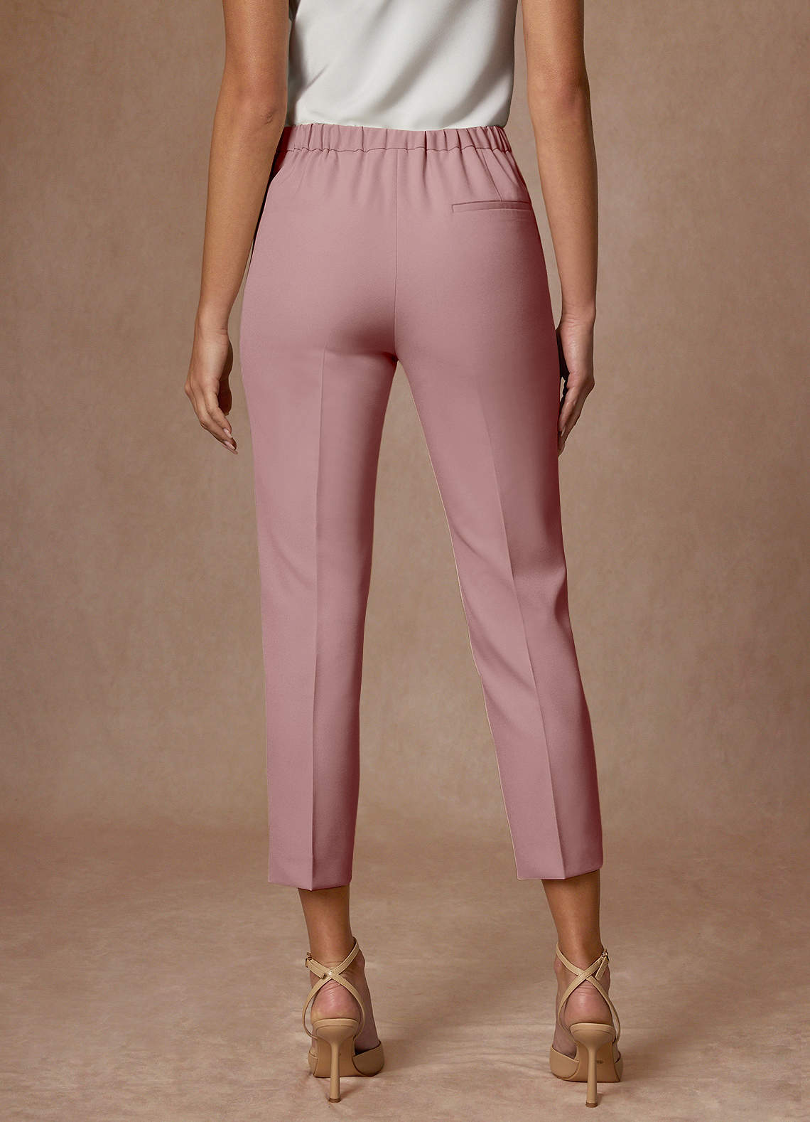 front Kennedy Dusty Rose Refined Weave Performance Pants Suit