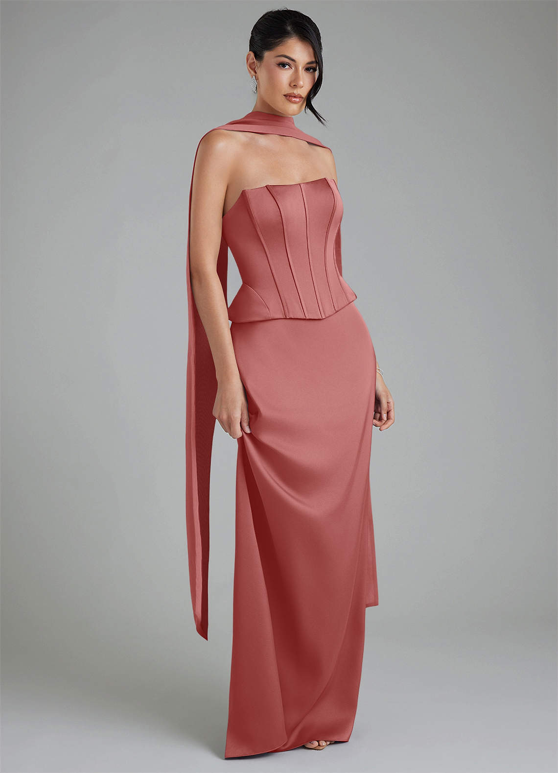 Azazie River Antique Rose Stretch Satin Bridesmaid Dresses