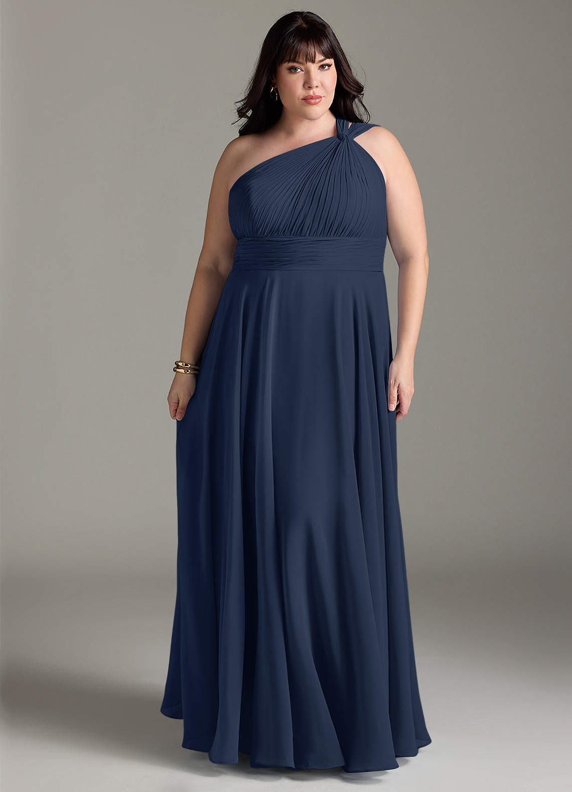 Azazie Charlize Bridesmaid Dresses Dark Navy A-Line One Shoulder Chiffon Dress image6
