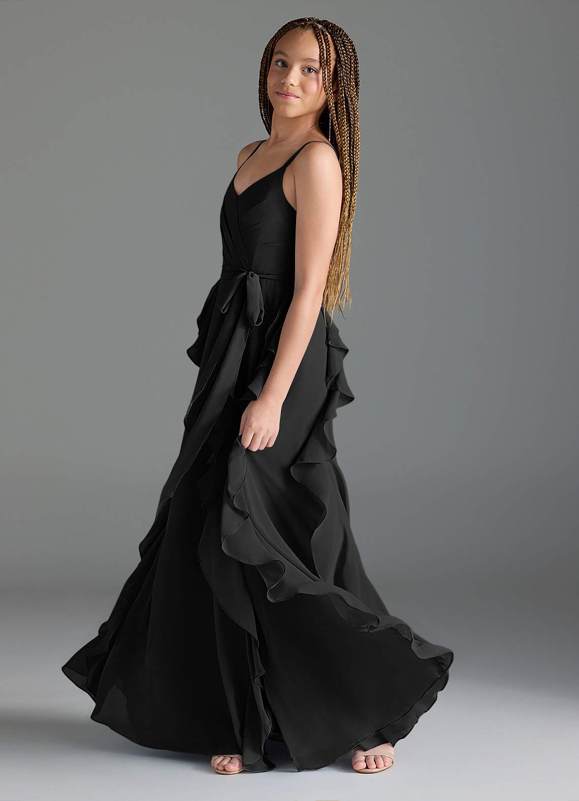 Azazie Peyton Junior Bridesmaid Dress in Black | Azazie