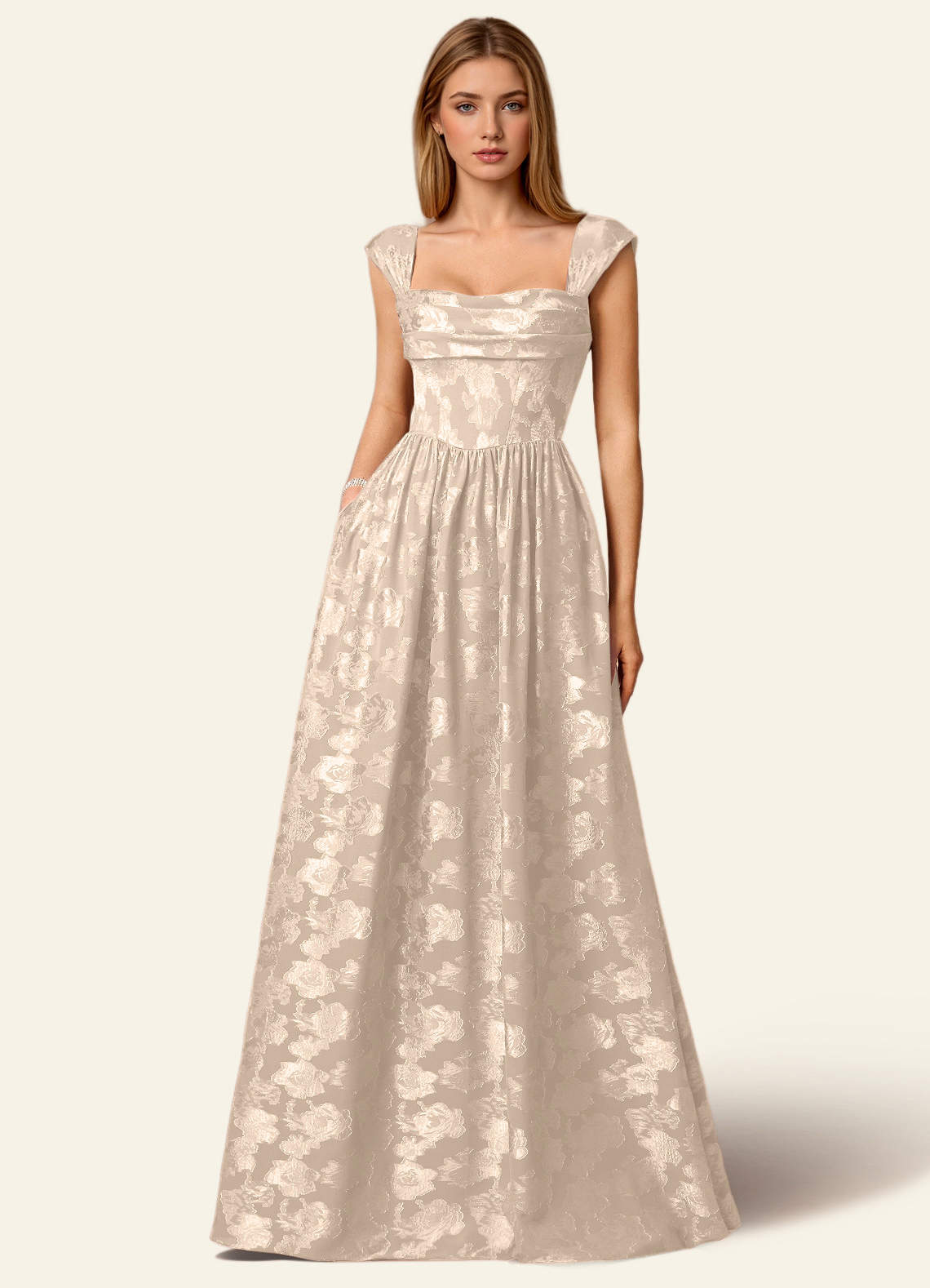 Azazie Cream Bows Lace Up Cowl Formal Dress Azazie Cream Bows Lace Up Cowl Formal Dress