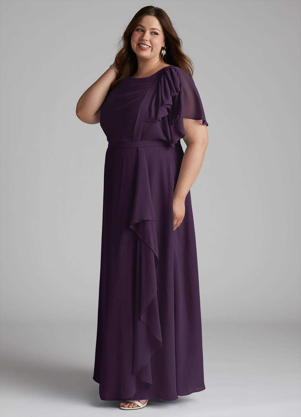 Azazie Aaliyah Modest Bridesmaid Dresses A-Line Scoop Pleated Chiffon Floor-Length Dress image12