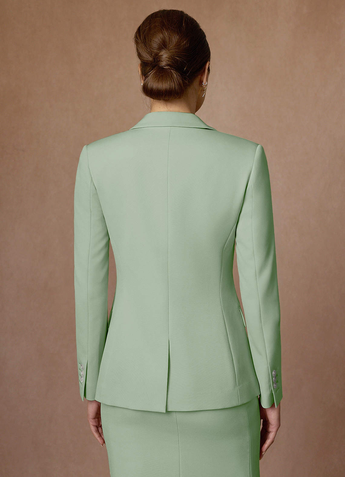 front Kennedy Dusty Sage Structured Stretch Dress