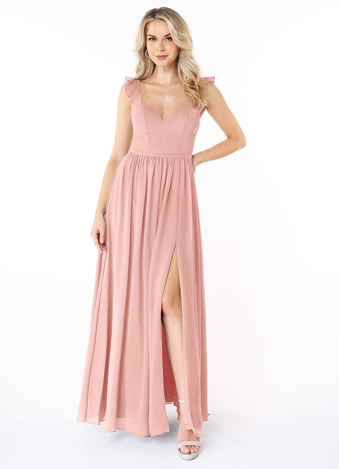 Azazie Stassie Ready to Ship Rosette Chiffon Bridesmaid Dresses