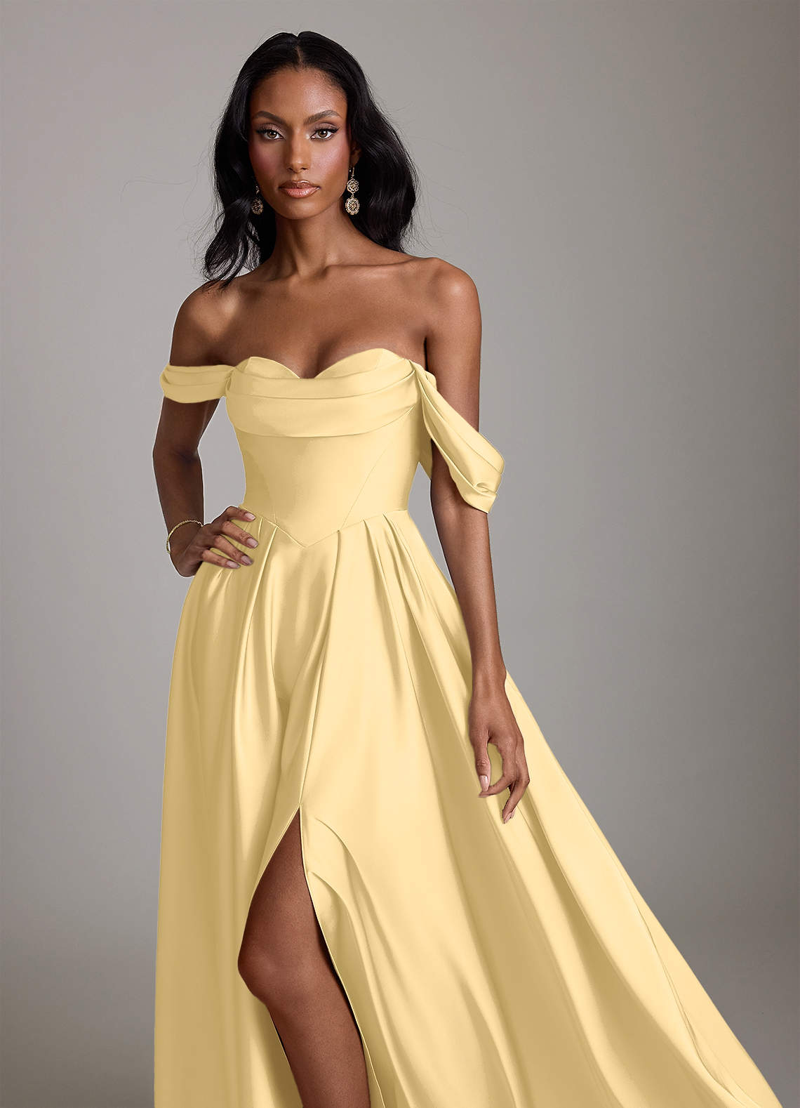 butter bridesmaid dress Carmel One-Shoulder Sash Maxi Dress Butter