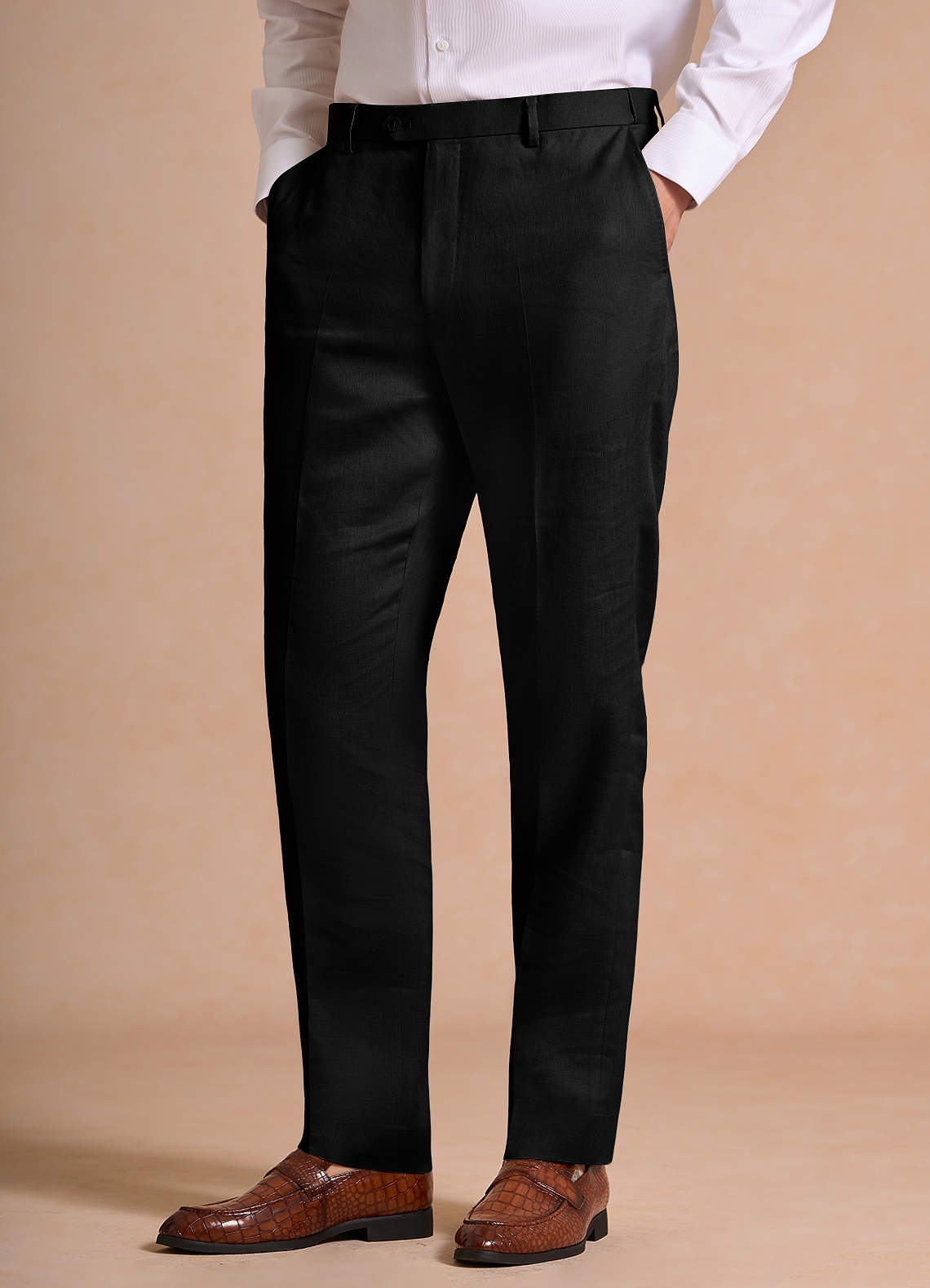 front Wesley Black Linen Blend Dress Pants