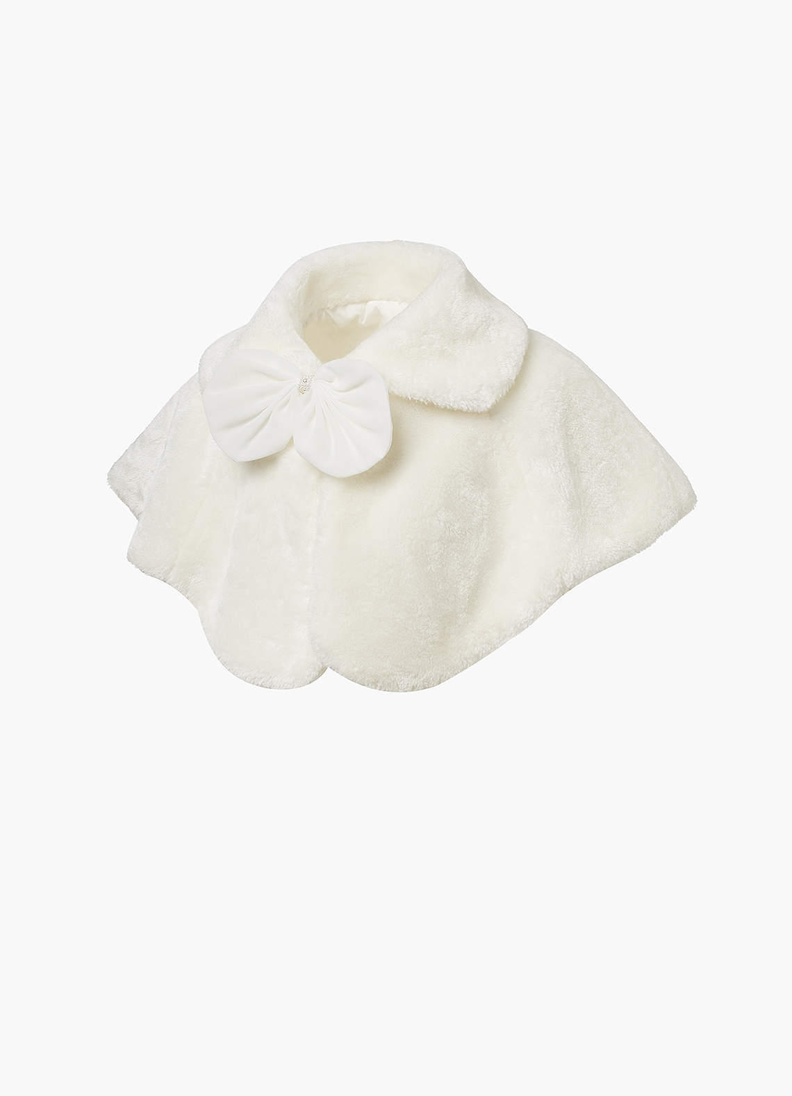 front Flower Girl Statement Bow Faux Fur Cape