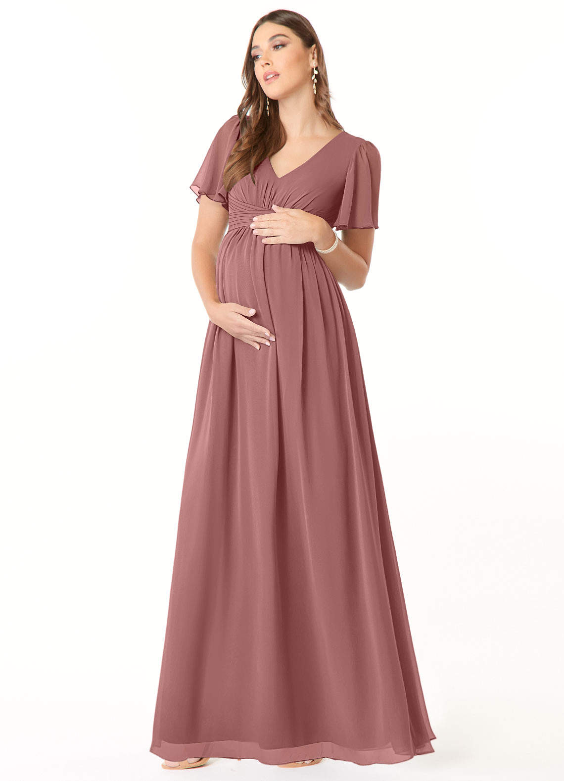 burgundy chiffon maternity dress Burgundy Chiffon Wrap Maternity Gown  PinkBlush