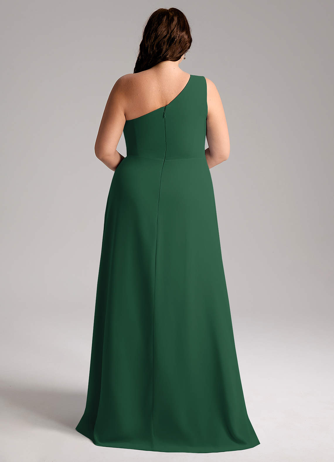 Azazie Brooke Bridesmaid Dresses Dark Green A-Line One Shoulder Chiffon Dress image9
