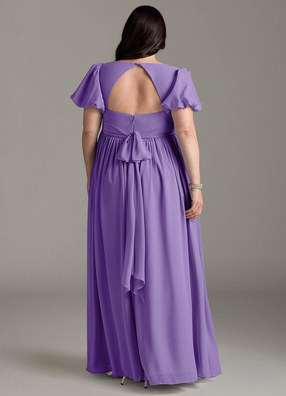 Azazie Madisynn vestidos de dama de honor de maternidad Vestido de Lazo Hasta el suelo Gasa image5