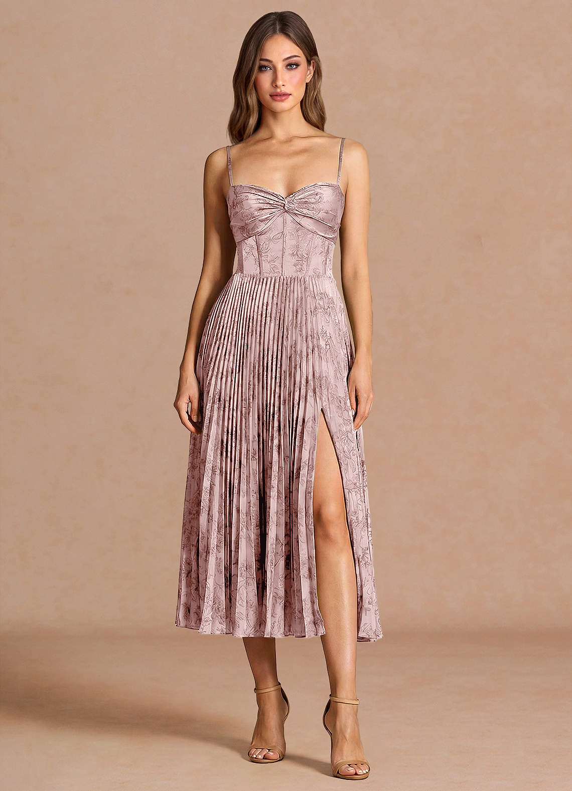 pink vesper dress Azazie Plus Size Midi Dresses A-Line Wedding Guest Semi-Formal Dresses Sweetheart Pink