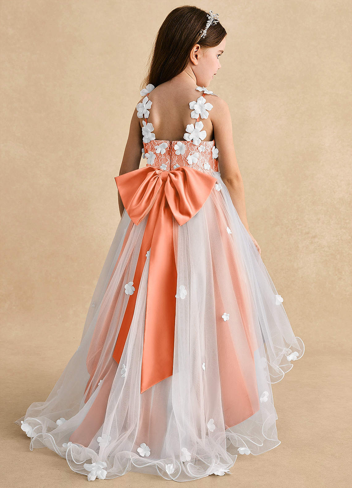 Azazie Celia Flower Girl Dresses Sunset A-Line Lace Tulle Dress image1