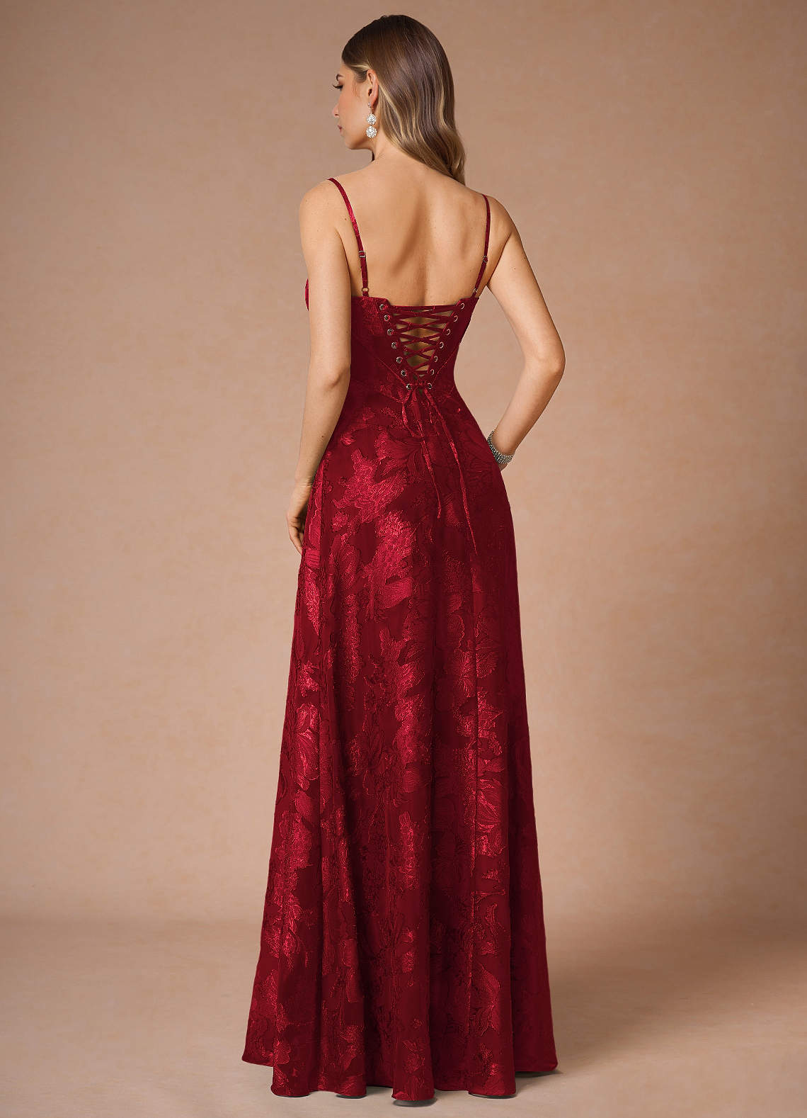 Hollis Ruby Red Lace Back Maxi Dress image1