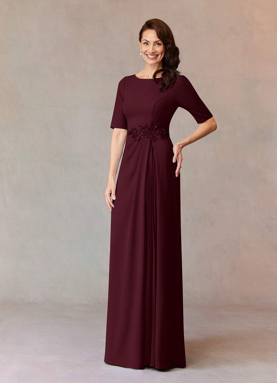 Azazie Joelle Mother of the Bride Dresses Cabernet A-Line Sequins Stretch Crepe Dress image1