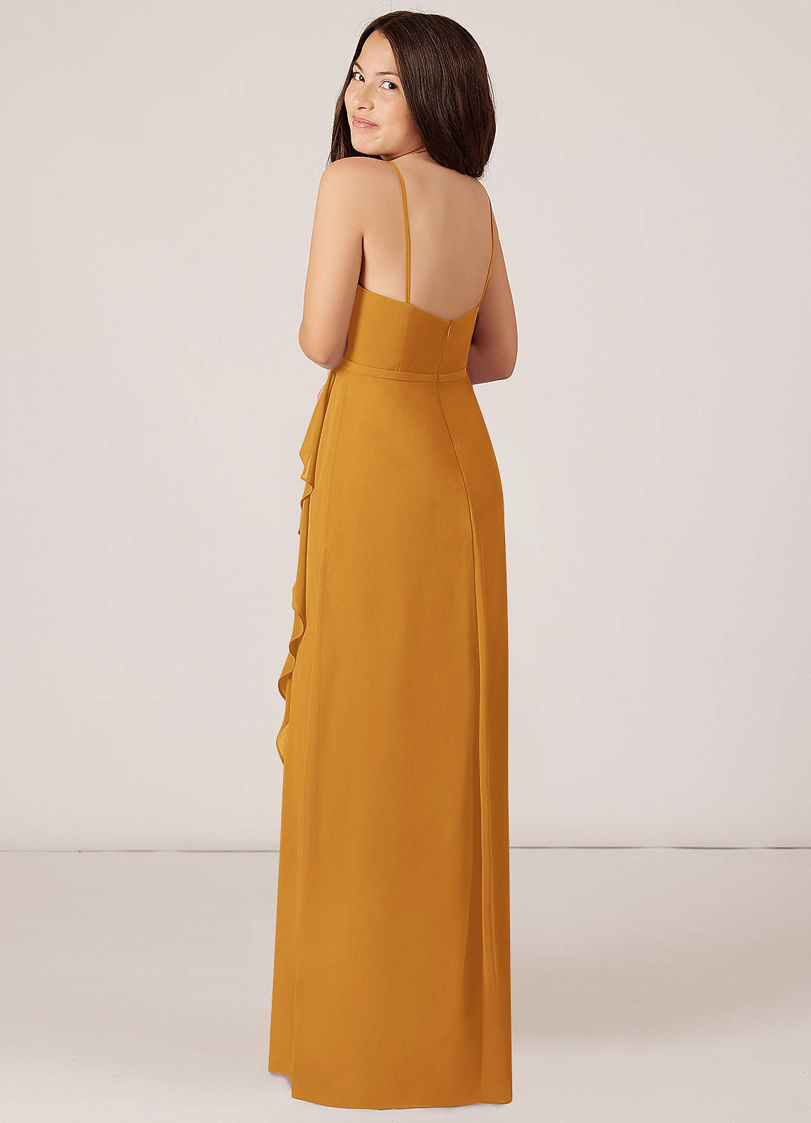 Azazie Kaylee Junior Klä av A-Line i Chiffong med bälte image4