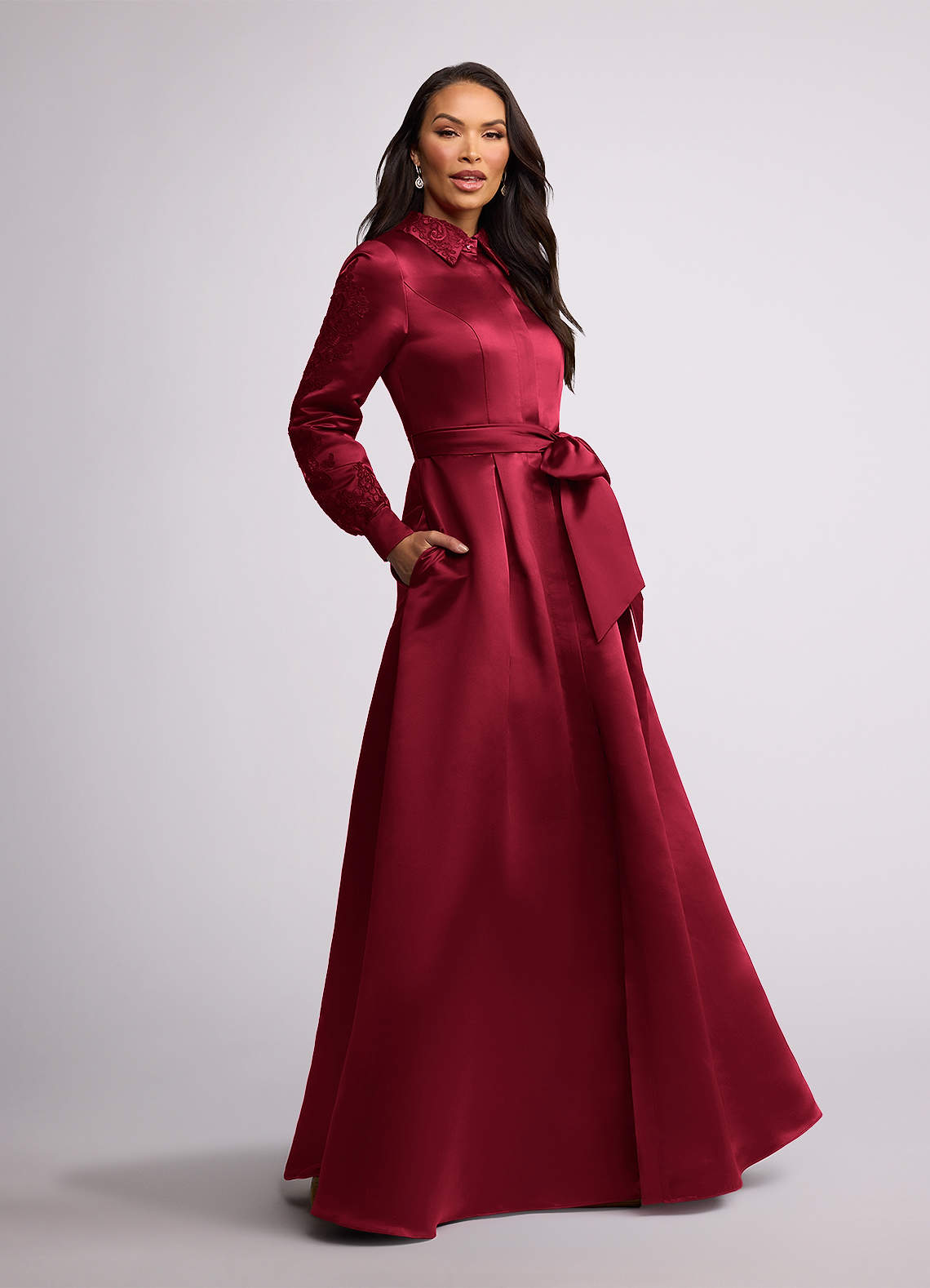 Azazie Ruth Burgundy A-Line Lace Matte Satin Dress Ready to Ship | Azazie Azazie Ruth Burgundy A-Line Lace Matte Satin Dress Ready to Ship | Azazie